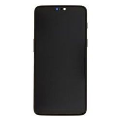 Přední kryt OnePlus 6 Black / černý + LCD + dotyková deska (Service Pack), Originál