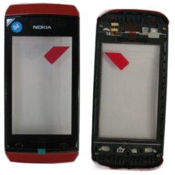 Přední kryt Nokia Asha 305, 306 Red / červený + dotyková deska, Originál