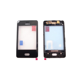 Přední kryt Nokia Asha 501 Black / černý + dotyková deska, Originál