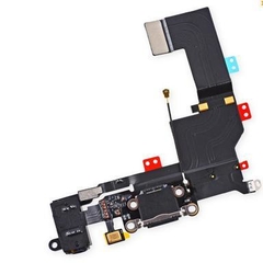 Flex kabel Apple iPhone 5S + dobíjecí Lightning konektor černý + mikrofon + AV audio