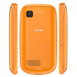 Zadní kryt Nokia Asha 201 Orange / oranžový, Originál