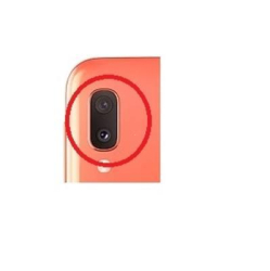 Krytka kamery Samsung A202 Galaxy A20e Coral / oranžové + sklíčko, Originál