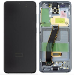 Přední kryt Samsung G980 Galaxy S20 Grey / šedý + LCD + dotyková deska, Originál