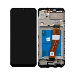 Přední kryt Samsung A025G Galaxy A02s Black / černý + LCD + dotyková deska, Originál