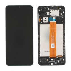 Přední kryt Samsung A125 Galaxy A12 Black / černý + LCD + dotyková deska, Originál