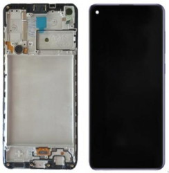 Přední kryt Samsung A217 Galaxy A21s Black / černá + LCD + dotyková deska, Originál