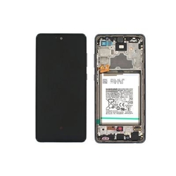 Přední kryt Samsung A725 Galaxy A72 Black + LCD + dotyková deska + baterie, Originál