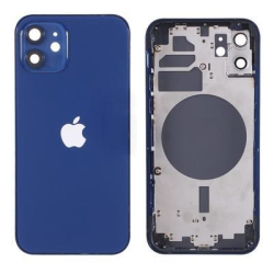 Zadní kryt Apple iPhone 12 Blue , modrý + sklíčko kamery + střed, Originál