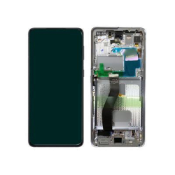 Přední kryt Samsung G998 Galaxy S21 Ultra Phantom Silver / stříbrný + LCD + dotyková deska