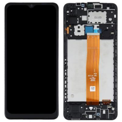 Přední kryt Samsung A125 Galaxy A12 Black / černý + LCD + dotyková deska, Originál