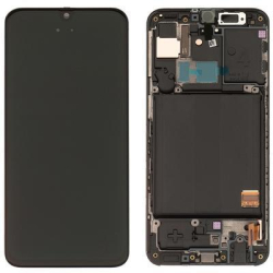 Přední kryt Samsung A405 Galaxy A40 Black / černý + LCD + dotyková deska, Originál - REPAS