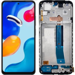 Přední kryt Xiaomi Redmi Note 11s Black / černý + LCD + dotyková deska, Originál