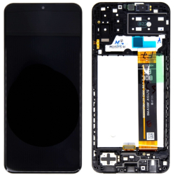 Přední kryt Samsung M135 Galaxy M13 Black / černý + LCD + dotyková deska, Originál
