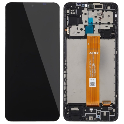 Přední kryt Samsung M127 Galaxy M12 Black / černý + LCD + dotyková deska, Originál