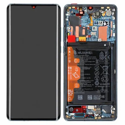 Přední kryt Huawei P30 Pro Mystic Blue + LCD + dotyková deska, Originál