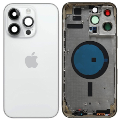 Zadní kryt Apple iPhone 14 Pro Max Silver / stříbrný + sklíčko kamery + střed, Originál